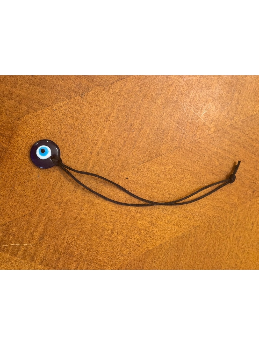 Handmade Evil Eye Glass Charm with Adjustable Black Cord 421